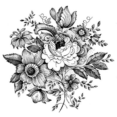 Grey And Black Flowers Design Water Transfer Temporary Tattoo(fake Tattoo) Stickers NO.11211